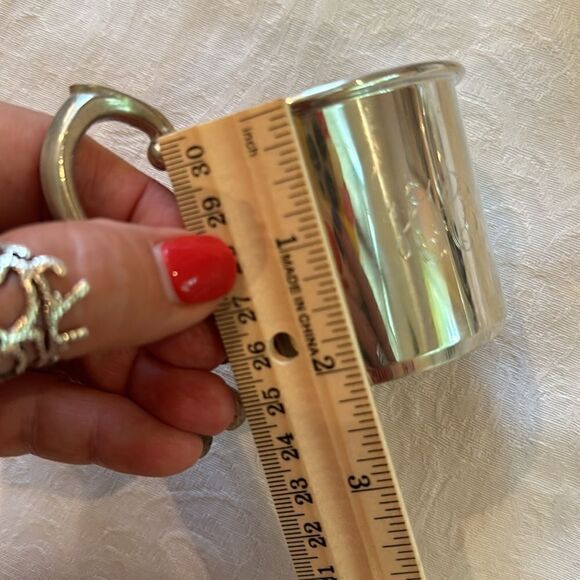 Pewter Small Cups Handles Monogrammed Set of Two - Picture 3 of 8